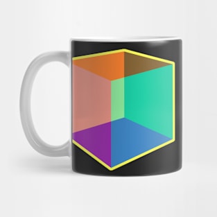 Color Cube Pattern on Yellow Mug